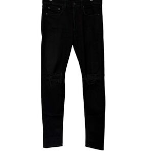 Rag & Bone‎ Black Standard Issue Fit 1 Extra Slim Ripped Knee Jeans Mens 31 x 34